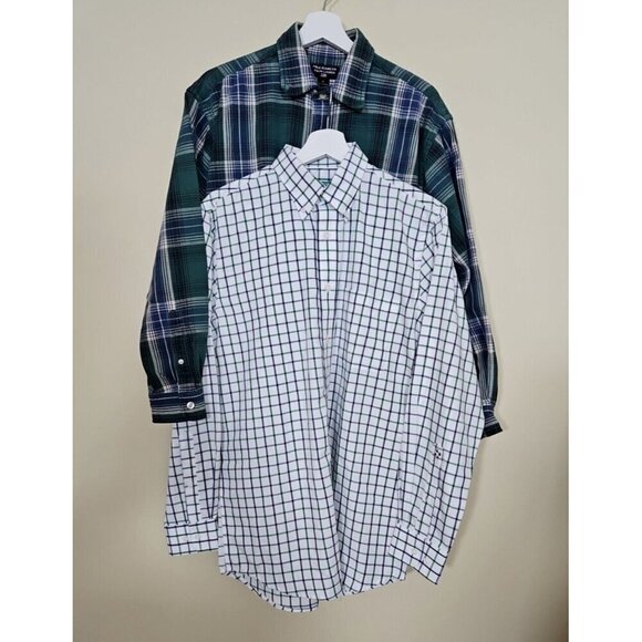 Shirt Mens S Plaid Lot of 2 Tartan Windowpane Long Sleeve Button Down Shirt Hip - Picture 1 of 16